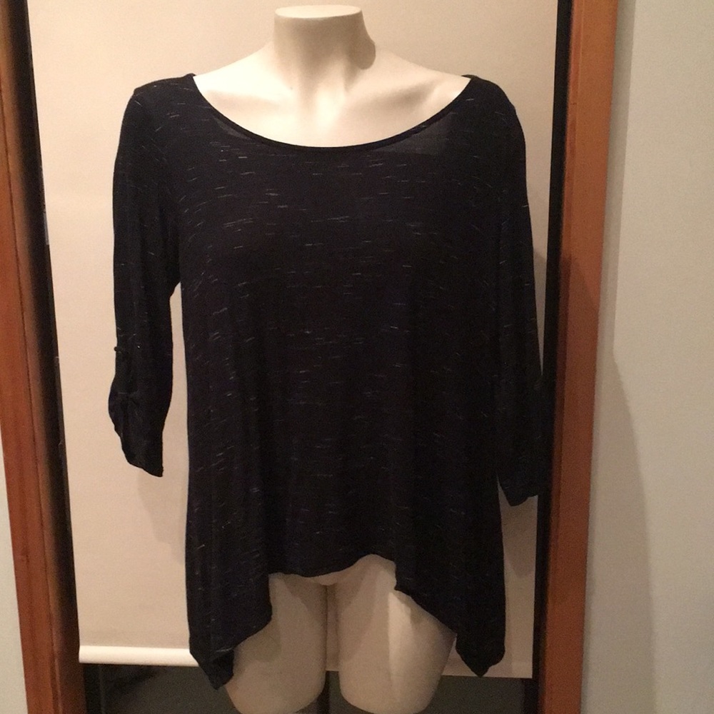 Black long sleeve top with short-long bottom